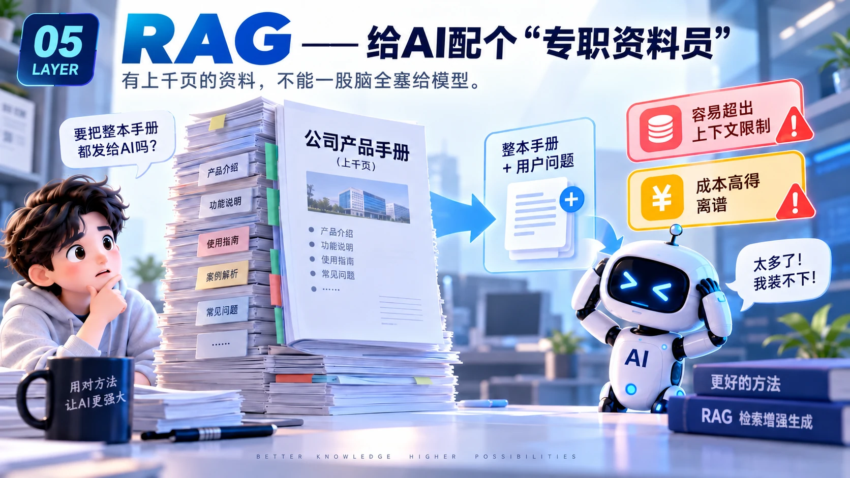原 PPT 第 8 页:RAG:给 AI 配个专职资料员